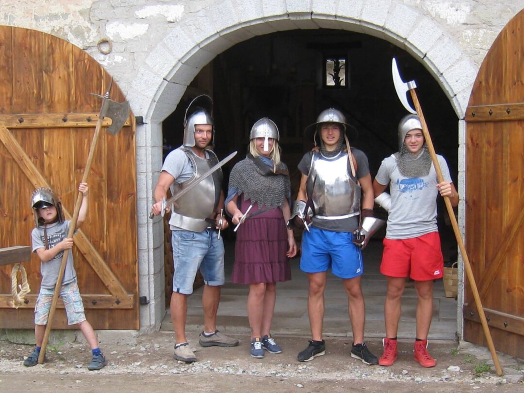 Visit Saaremaa - Putting on the knight armour in Archebald museum - photo